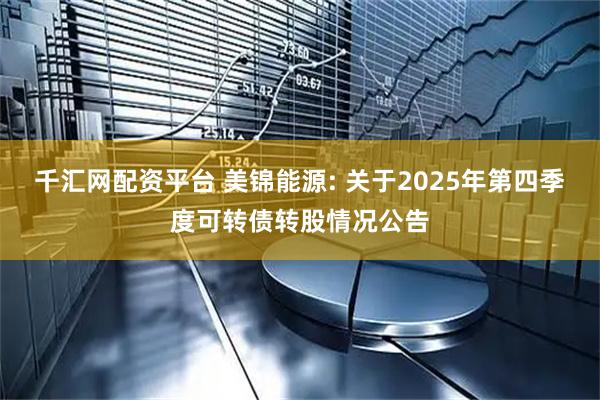 千汇网配资平台 美锦能源: 关于2025年第四季度可转债转股情况公告